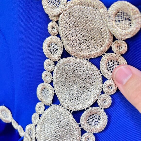 Lilly Pulitzer Girls Baylee Lapis Blue and Gold Dress- Size‎ XS (2/3) - Picture 2 of 6